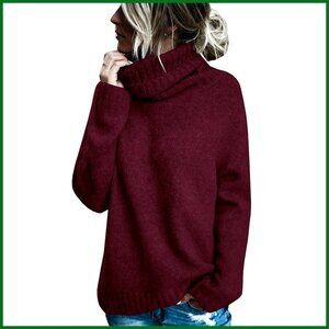 Oversized Turtleneck Pullover Sweater Cable Knit Long Sleeve